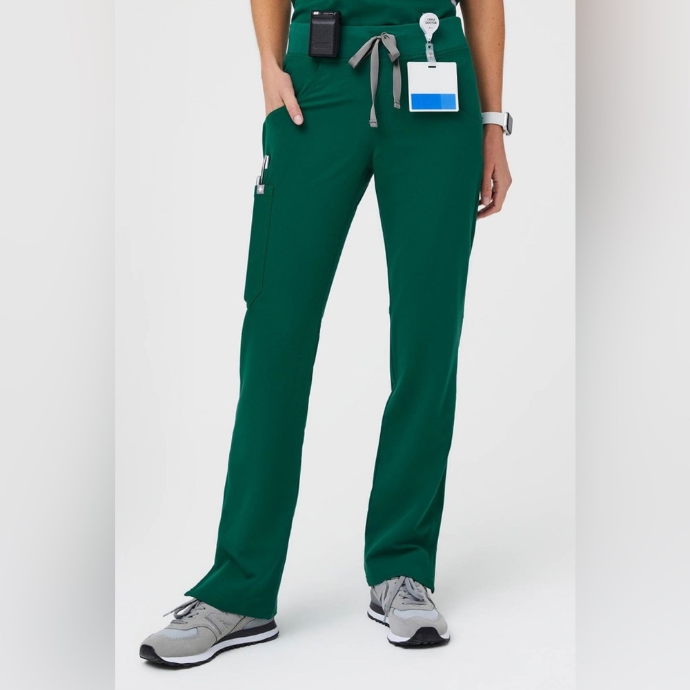 Figs Hunter Green Kade - small Tall Cargo Scrub Pants.